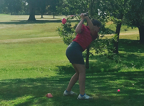 Lauren Bales Teeing Off in FIRST LADY CRUSADER TOURNEY - a par!