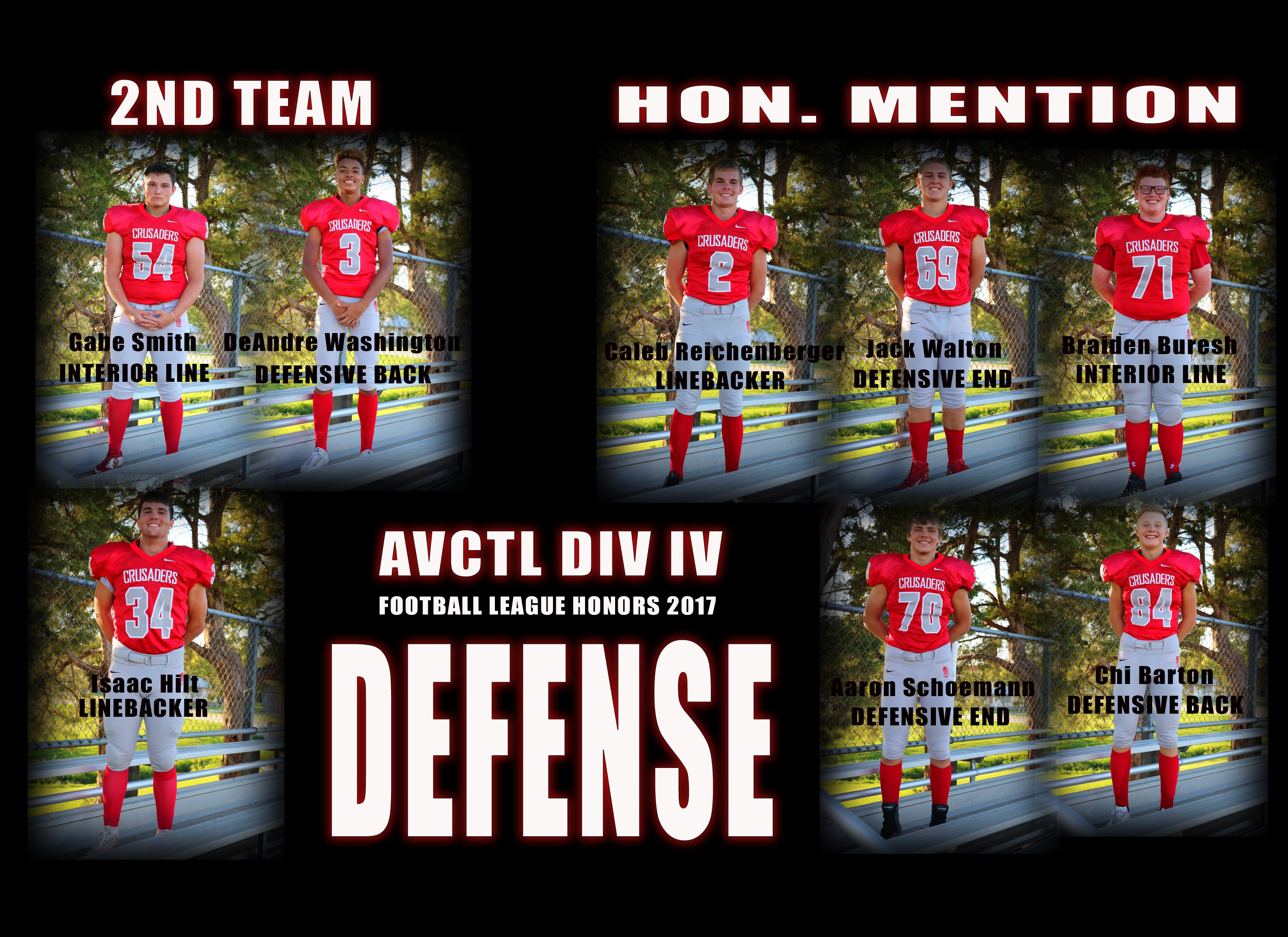 Defensive League Honors AVCTL DIV IV 2017