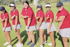 girls golf medalists at league in hesston